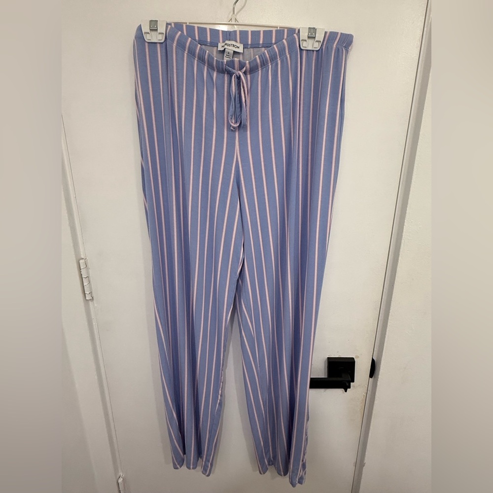 Nordstrom Moonlight Eco Knit Pajamas in Blue Ivory Jane Pinstripe (L) - Picture 4 of 8
